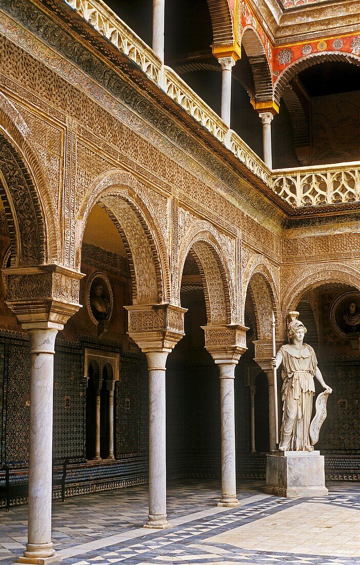 Main courtyard of Casa Pilatos  Seville, Andalusia, Spain