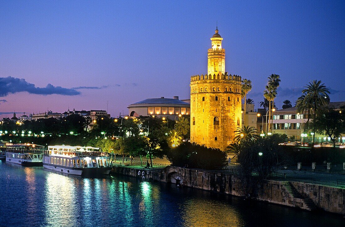 Gold tower, as seen from Guadalquivir river  Seville, Andalusia, Spain