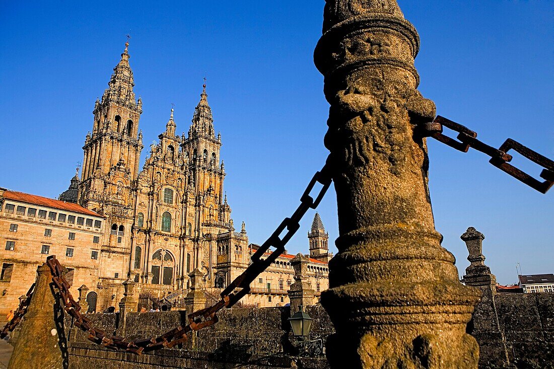 Santiago Cathedral on the Plaza do Obradoiro, UNESCO World Heritage Site Santiago de Compostela Coruña province Spain  Camino de Santiago