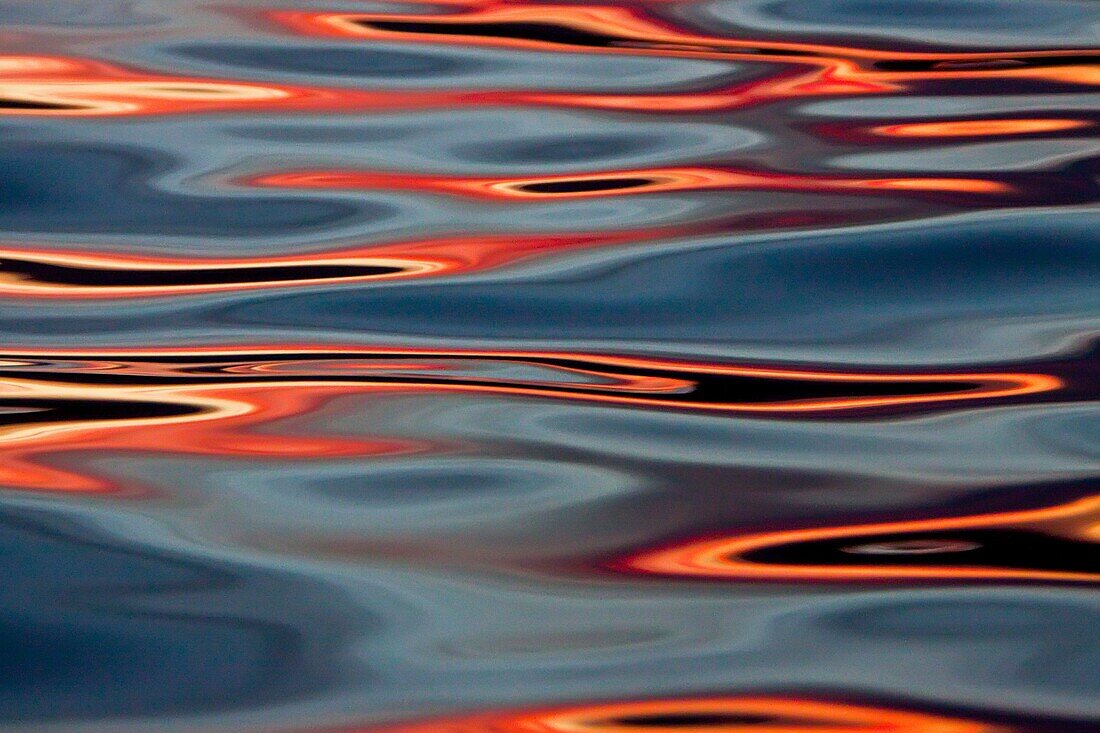 Surreal patterns form in calm waters at sunset in the Gulf of California Sea of Cortez, Baja California Norte, Mexico
