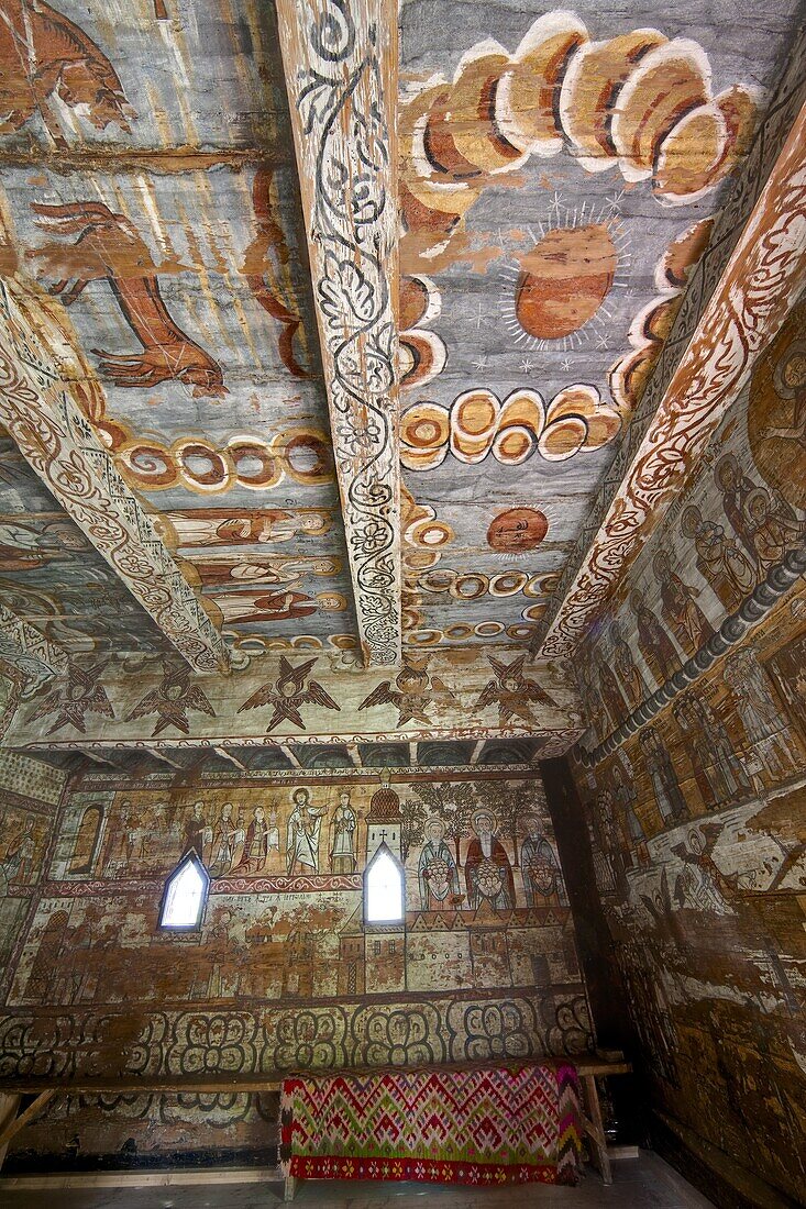 Wooden Church in Ieud Biserica de Lemn din Deal, Nasterea Maicii Domnului, Maramures, Romania is listed as UNESCO World heritage  Built in 1364 the church is the oldest wooden church in Maramures and shows the traditionall crafts of the carpenters in Mara