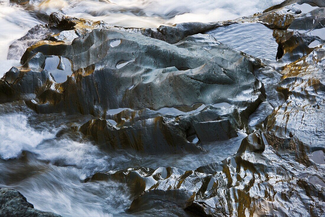 The cascades of river isel called Umbalfaelle in fall in the national park Hohe Tauern  Europe, central europe, austria, East Tyrol, October 2009