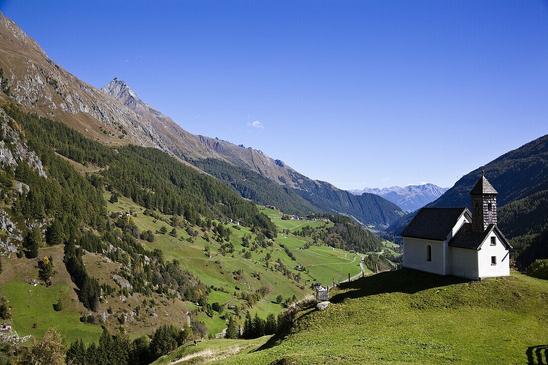 The valley Virgental, Tyrol, seen from village Hinterbichl  Europe, central europe, austria, East Tyrol, October 2009