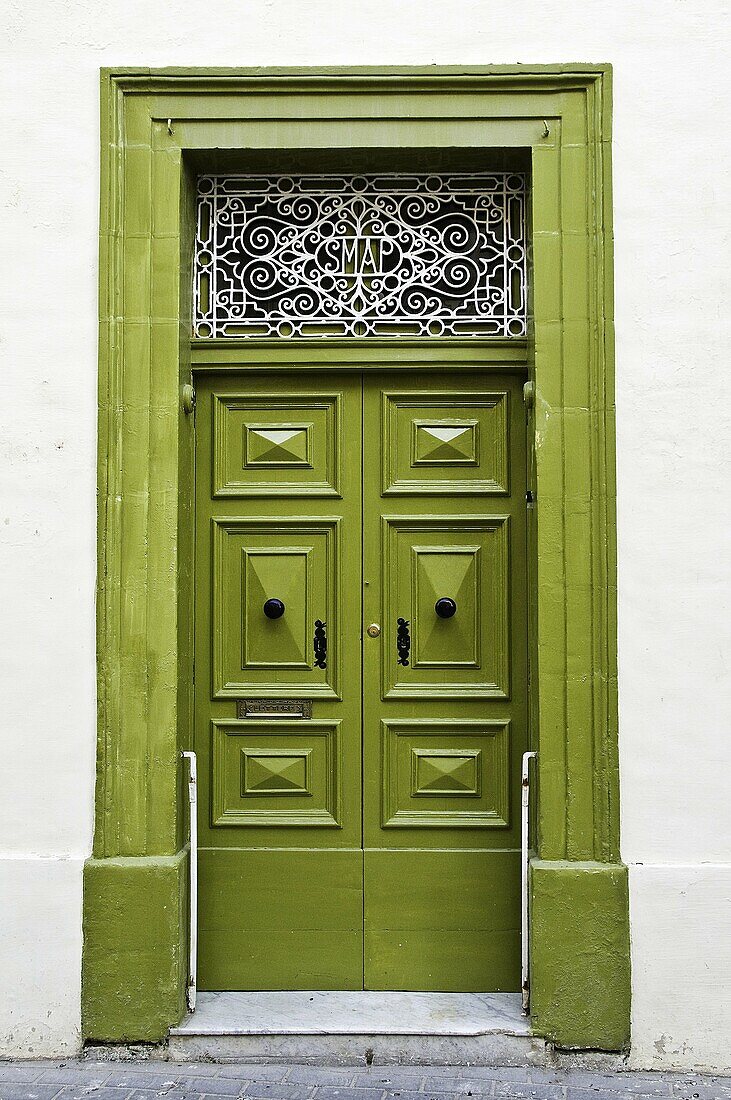Pea green doorway, Victoria, Gozo, Malta