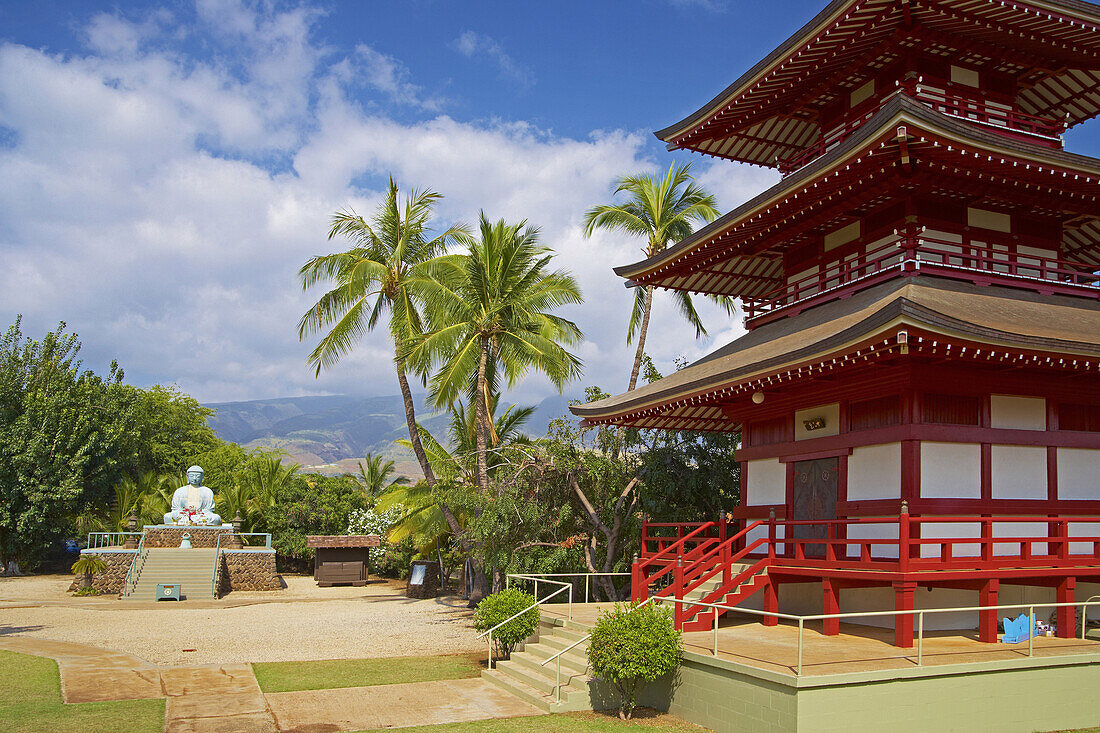 Japanisches Gemeindezentrum im Sonnenlicht, Insel Maui, Hawaii, USA, Amerika