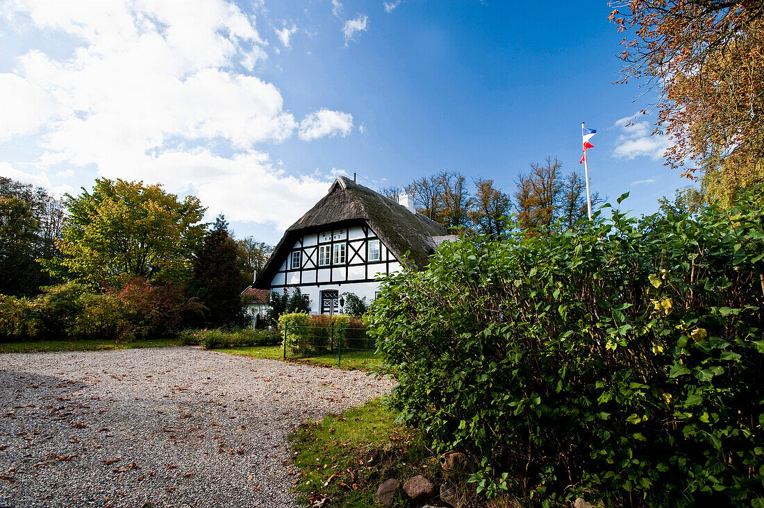 Thatched-roof house, Sieseby, Thumby, Schleswig-Holstein, Germany