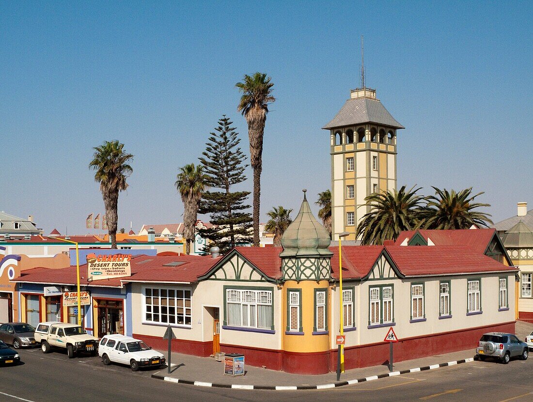 Namibia - The Woerman House with its Damara Tower was completed in 1905 and is one of the finest historic buildings in the seaside town of Swakopmund