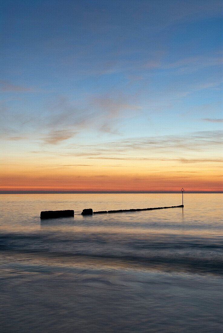 Sunset over North Sea, Sylt island, Schleswig-Holstein, Germany