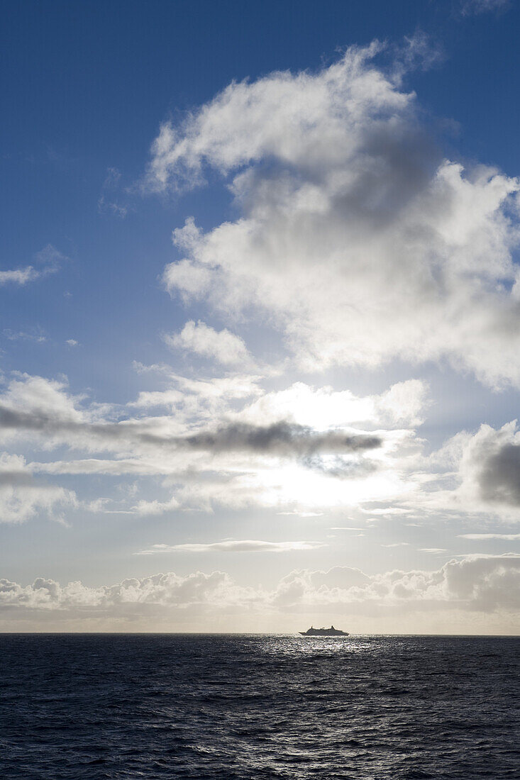 Cruiseship MS Albatros at Sunset, North Sea near Norway, Europe
