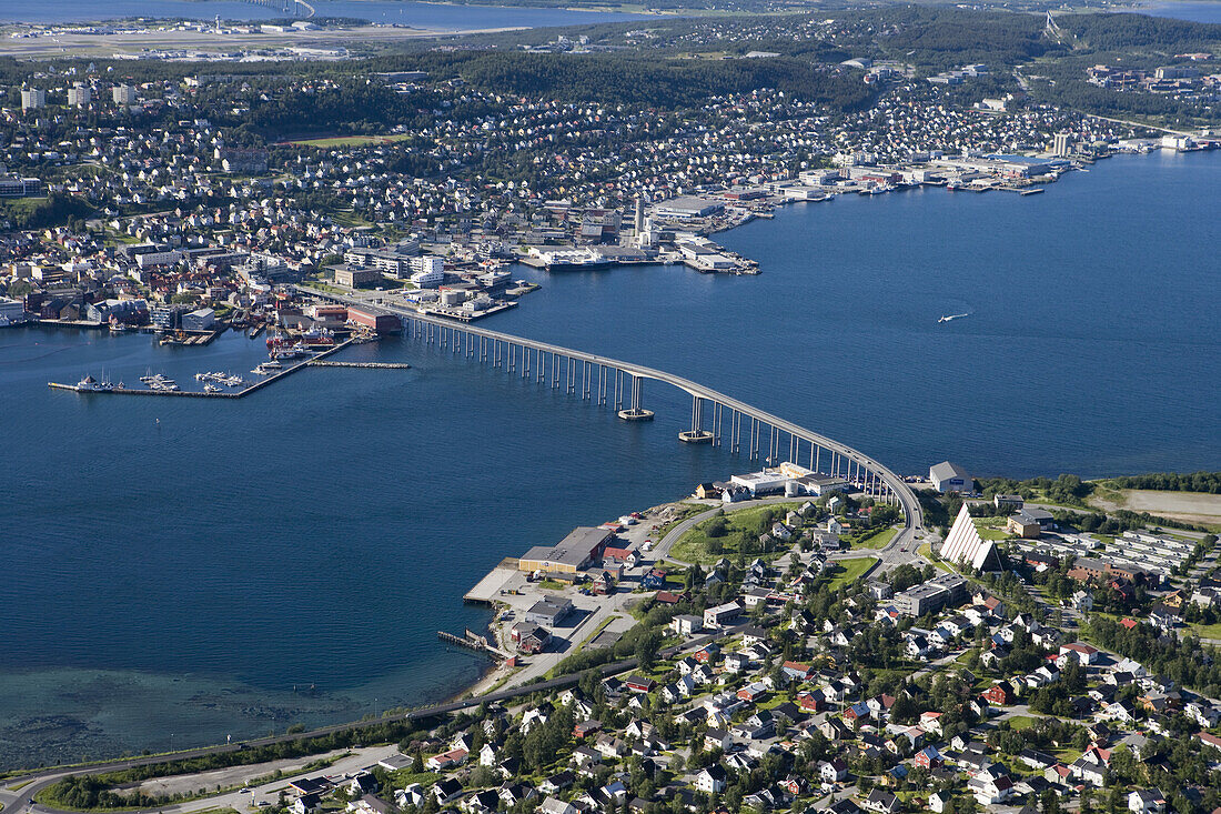 View from Storsteinen Mountain, Tromso, Troms, Norway, Europe