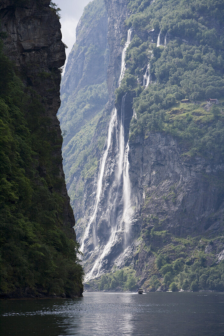 Seven Sisters Waterfall in Geirangerfjord, Geiranger, More og Romsdal, Norway, Europe