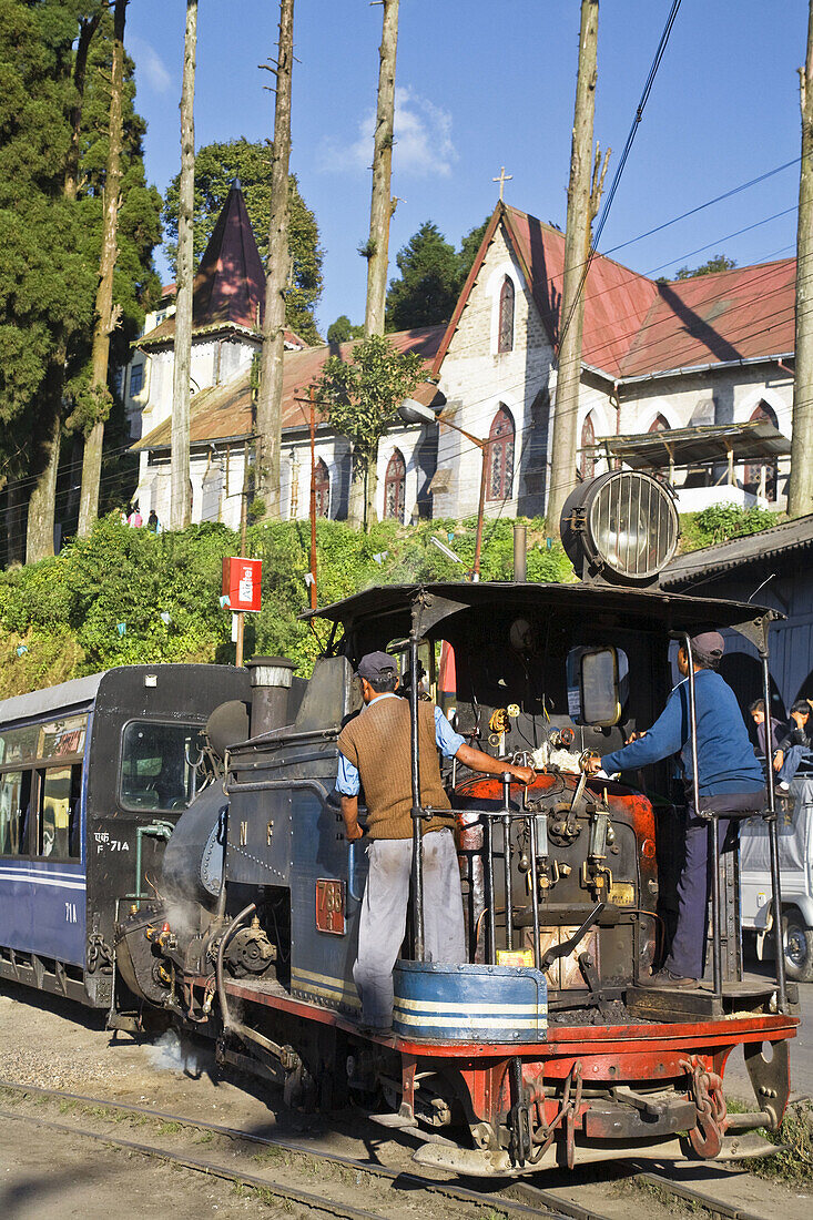 India, West Bengal, Darjeeling, Darjeeling Train station, home to Darjeeling Himalayan Railway  listed as a World Heritage Site, Steam Toy Train