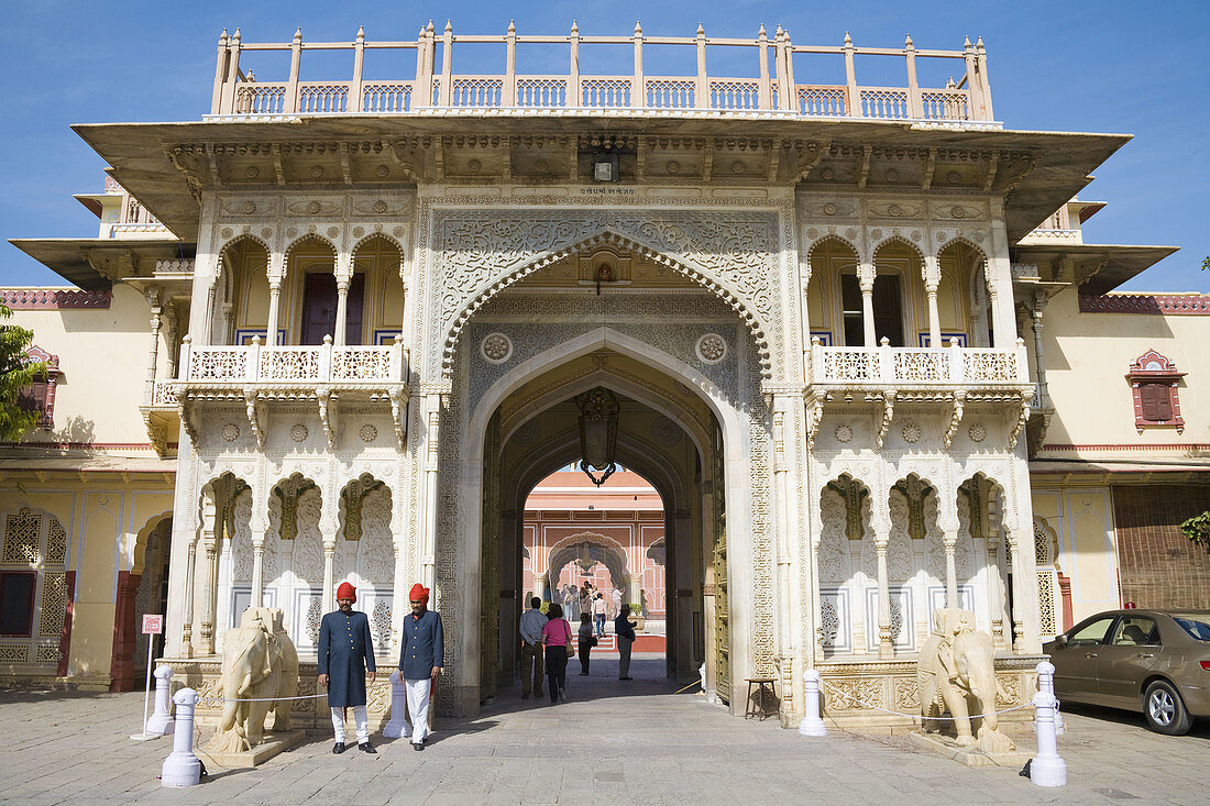 Rajendra Pol gateway, inside City Palace, Jaipur, Rajasthan, India