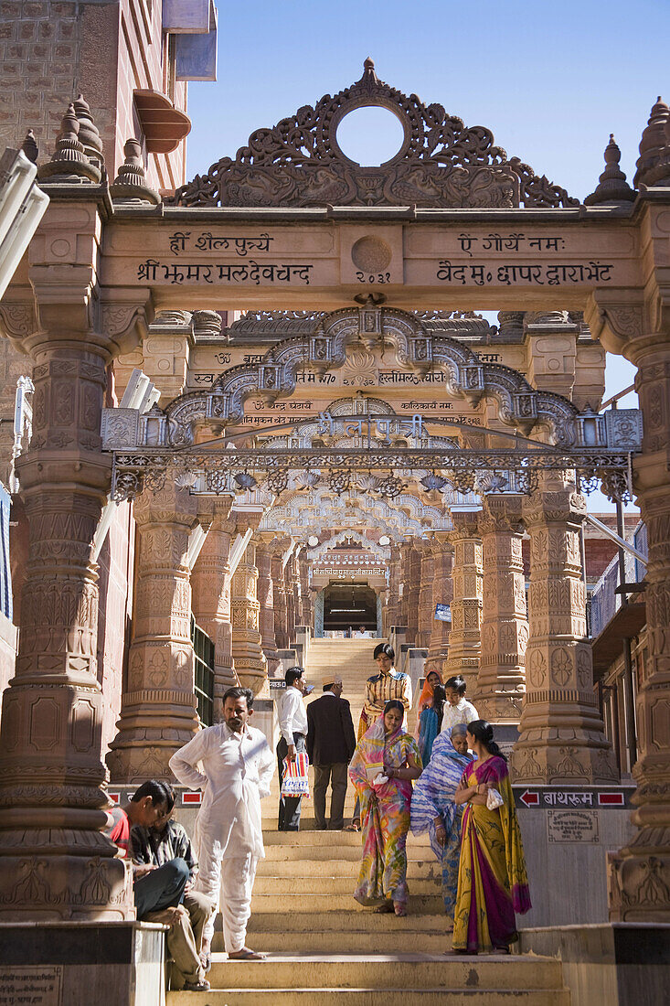 Worshippers visiting Sachiya Mata Temple, Osian, near Jodhpur, Rajasthan, India