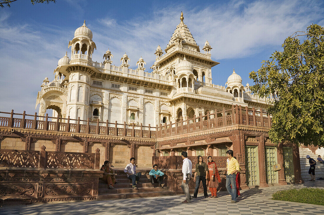 Tourists visiting Jaswant Thada Memorial, Jodhpur, Rajasthan, India