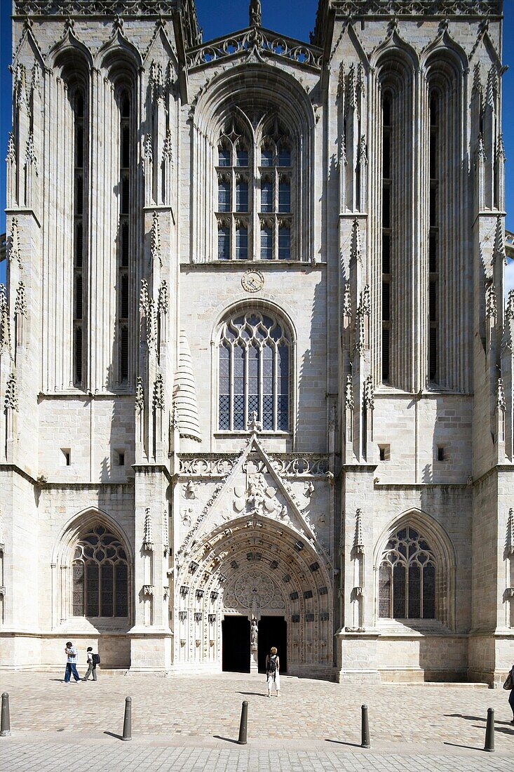 Facade of Sain Corentin Cathedral, town of Quimper, departament of Finistere, region of Brittany, France