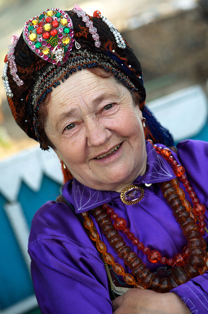 Russia. Tarbagatai. A Buryat Village or ´Old Believers´. A member of the Bilina Ladies Choir