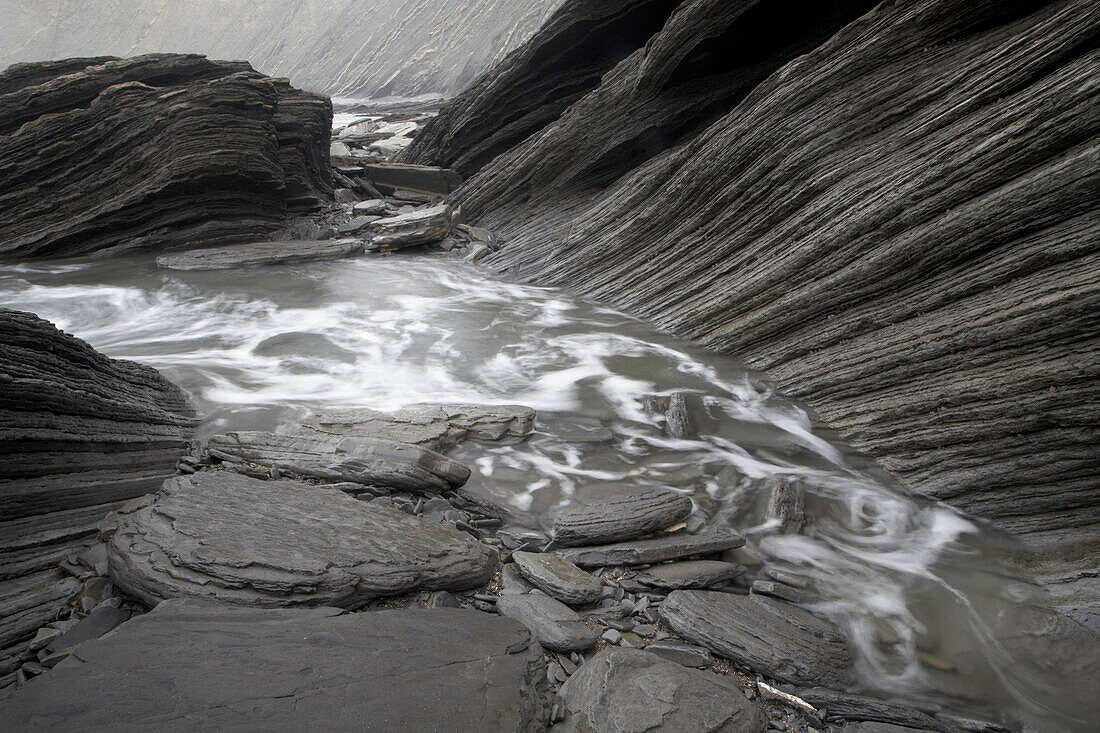 Flysch at Punta Mendata, Deva, Guipuzcoa  Gipuzkoa), Basque Country, Spain