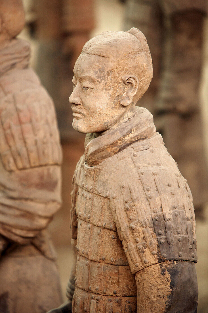 Archaeology, Army, Art, Arts, Asia, China, Color, Colour, Historic, Historical, History, indoor, indoors, interior, Line, Lines, Mausoleum, Mausoleums, power, Row, Rows, Sculpture, Sculptures, Selective focus, Shaanxi, Shanxi, Shensi, Sian, Soldier, Soldi