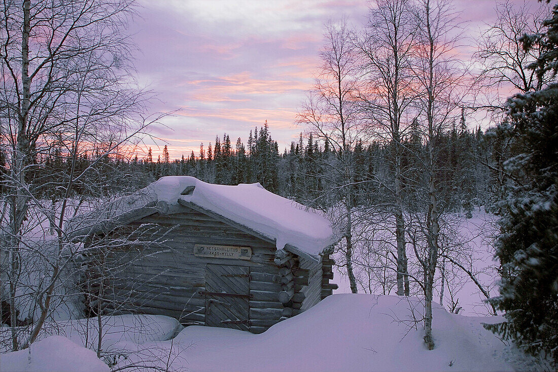 Country cottage in winter,Lapland,Finland