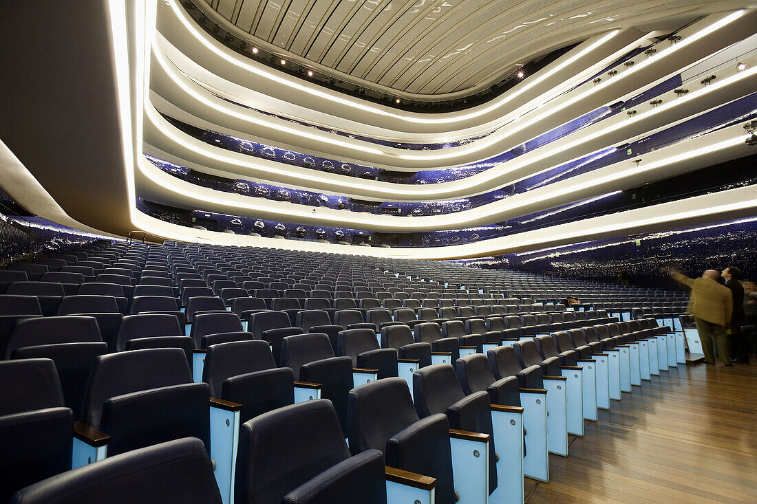 Spain. Comunidad Valenciana. Valencia. City of the Arts and the Science. Palau de les arts Reina Sofía, opera house and performing arts center. It contains four large rooms: a Main Room, Magisterial Classroom, Amphitheater and Theater of Camera. It is ded