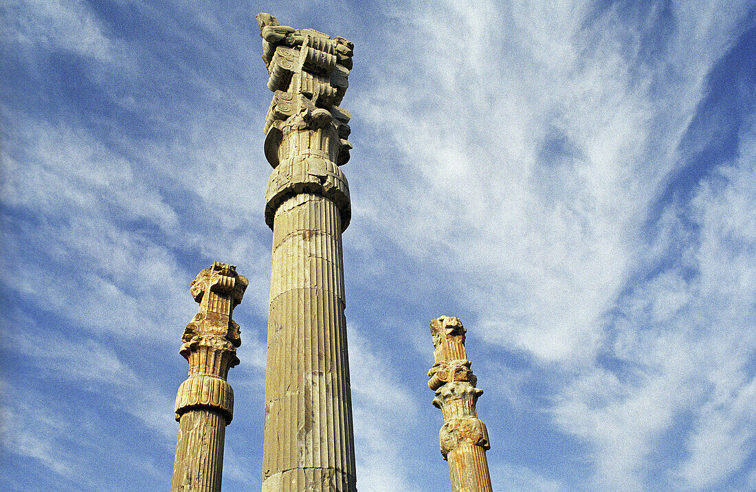 Three Persian Columns from Persepolis Ruins