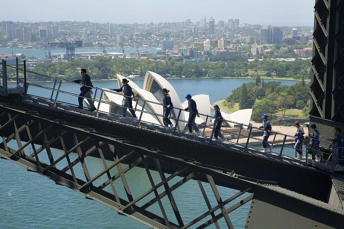 A group on the Sydney Harbour Bridge climb  Sydney, New South Wales, Australia