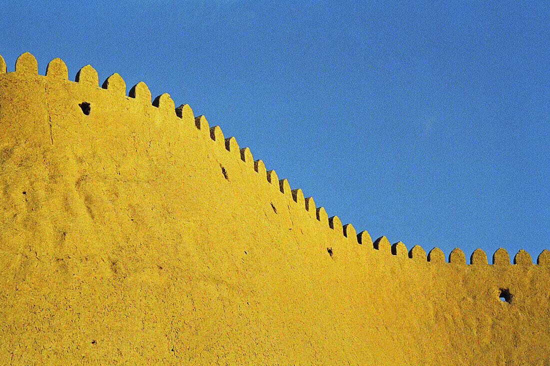 Detail of Khiva Walls with sunset light