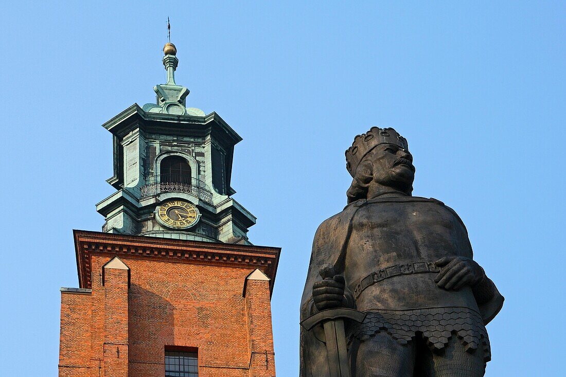 Monument to King Boleslaw Chrobry by Gniezno Cathedral, Poland