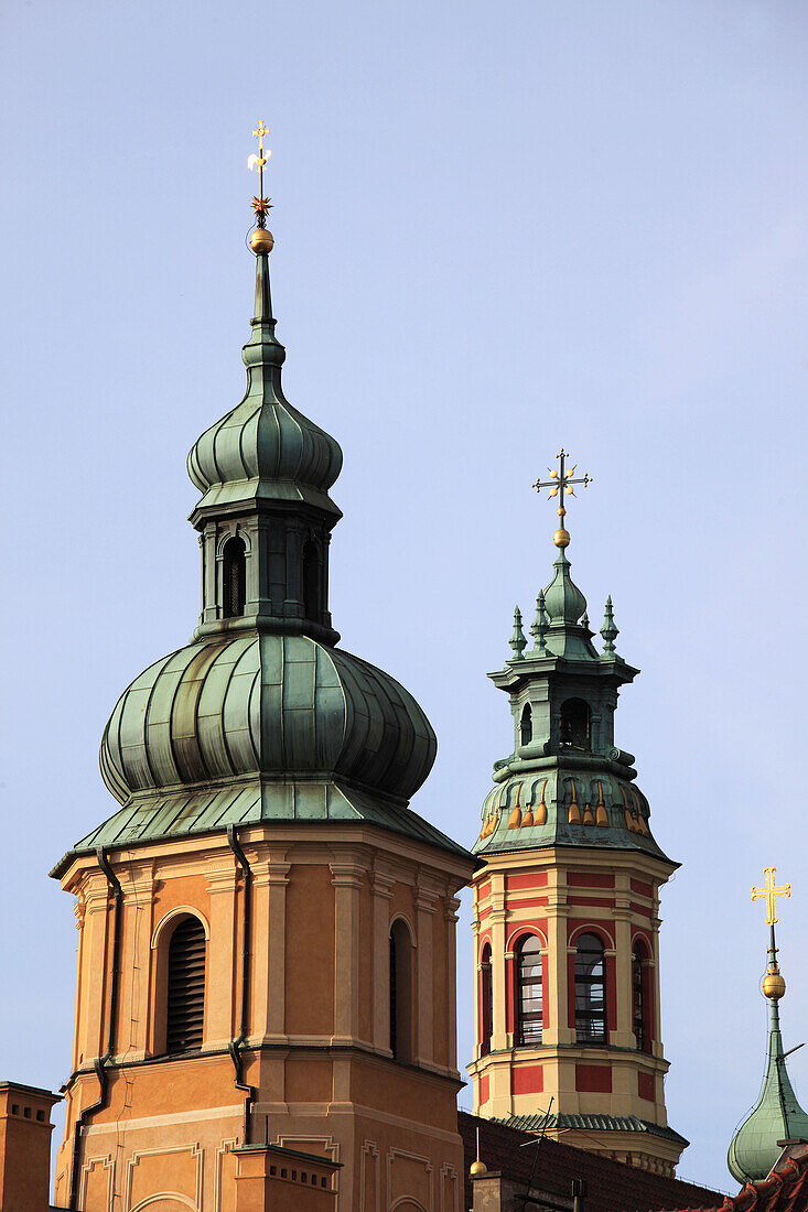 Poland, Warsaw, church spires, towers