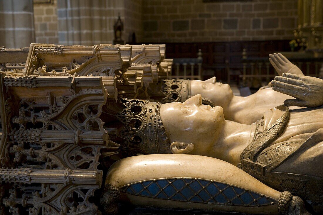 Tomb of Carlos III of Navarra and his wife Leonor, Cathedral, Pamplona, Navarra, Spain