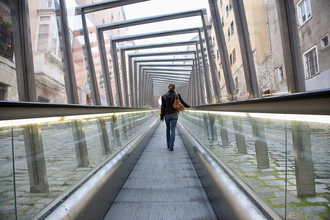 Escalator in city street, Vitoria - Gasteiz, Basque Country, Spain