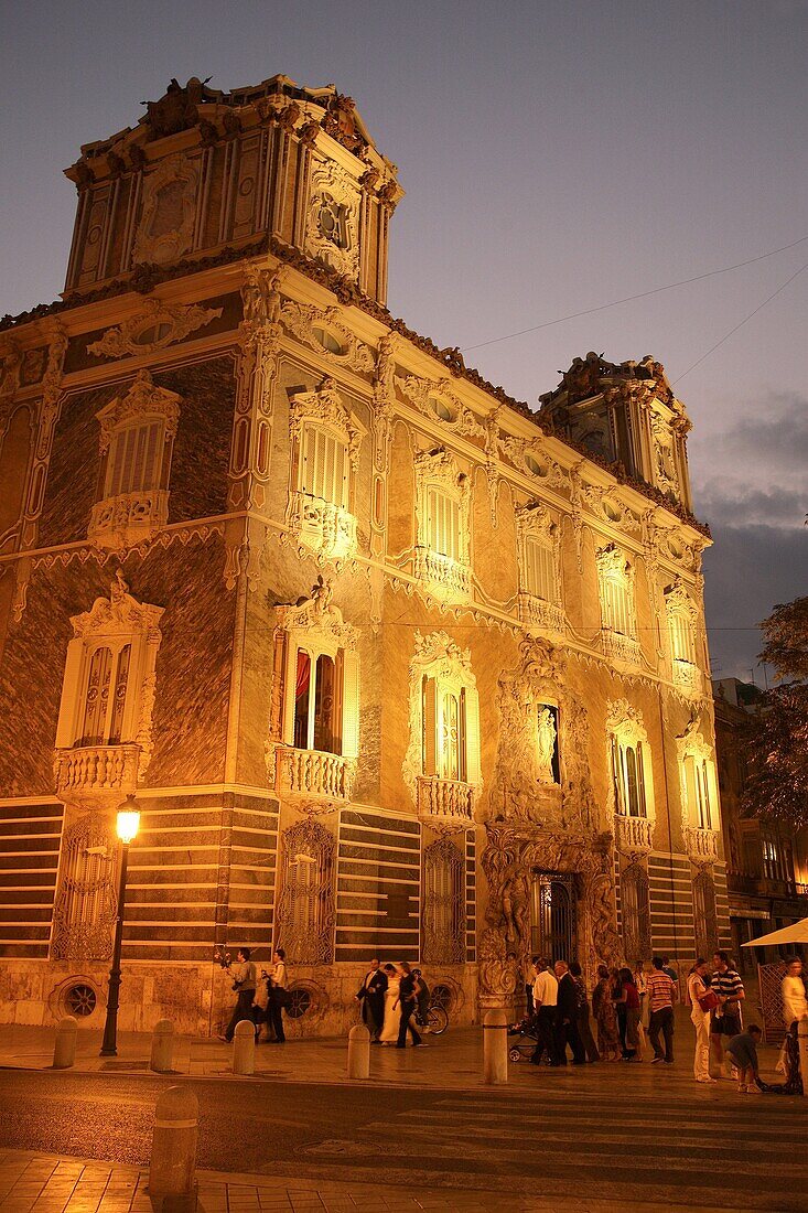 Palacio del Marques de Dos Aguas Palace, National Ceramics Museum at Dusk, Valencia, Spain