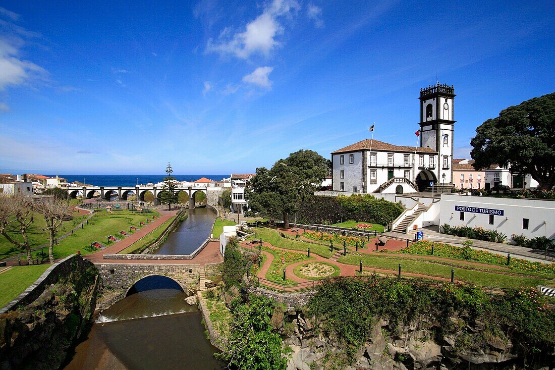 Ribeira Grande city gardens and town hall  Azores islands, Portugal