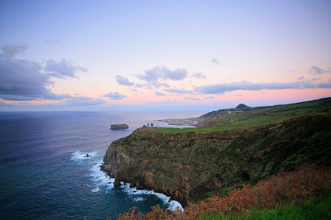 Sunset captured from Miradouro do Escalvado viewpoint  South coast of Sao Miguel island, Azores, Portugal