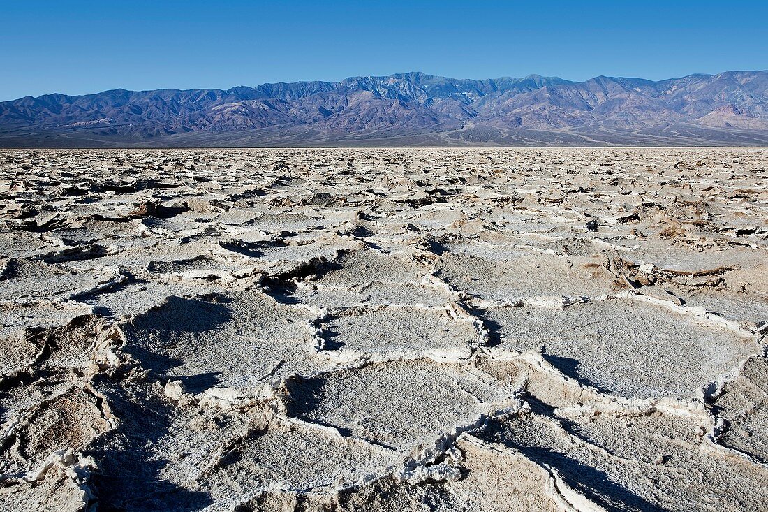 Badwater Basin and mountains in Death Valley National Park, California