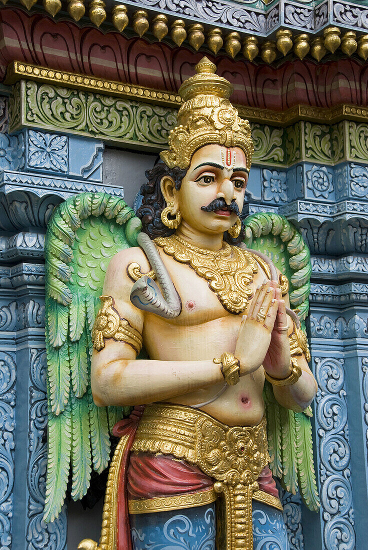 Exterior statue of the Hindu God Garuda  half man, half eagle), Sri Krishna Bagawan Hindu temple, Singapore