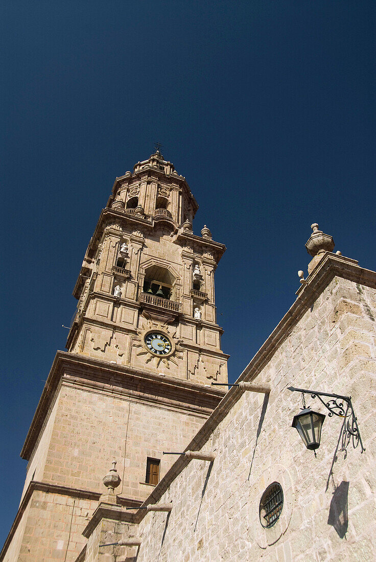 Cathedral of Morelia, view from the Plaza de Armas, Morelia, Michoacan, Mexico