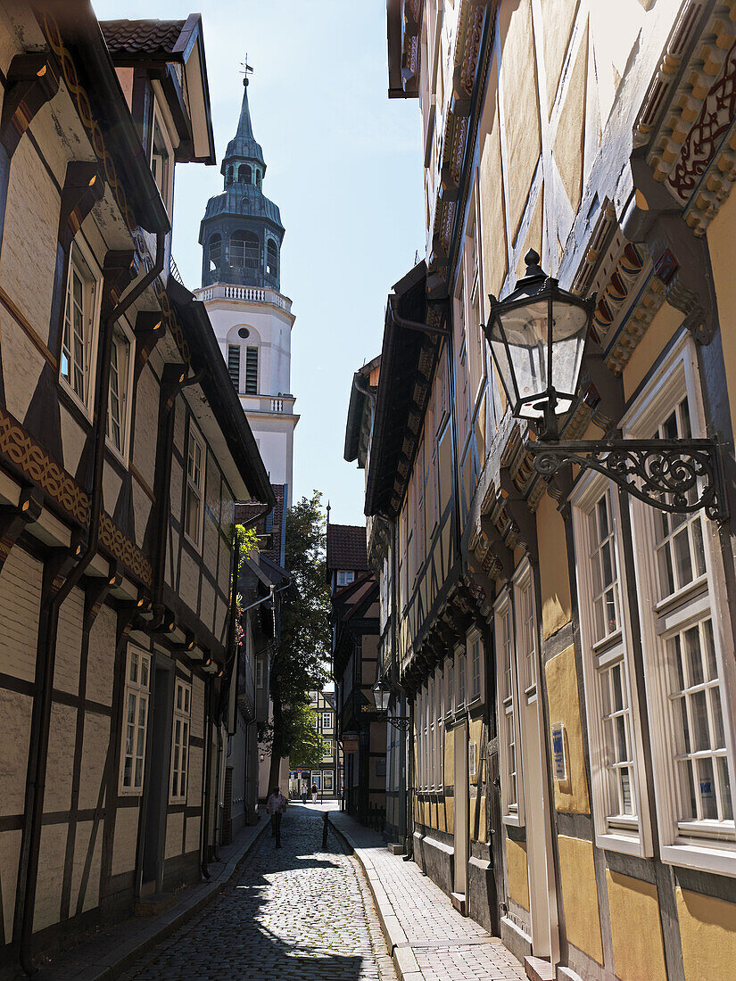 Kalandgasse with old Latin school from 1602, Celle, district Celle, Luneburg Heath, Lower Saxony, Germany, Europe