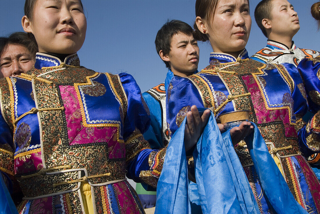 Welcome Mongolian ceremony, Huhenuoer grassland, Inner Mongolia, China