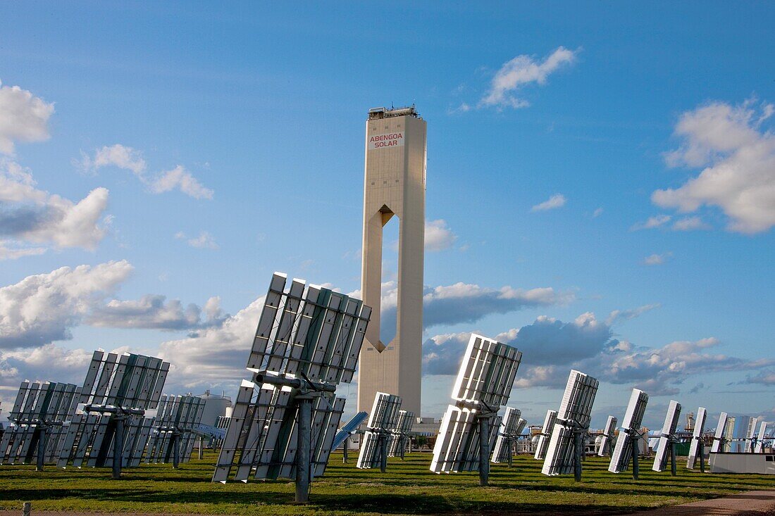 Solar energy plant near Seville, Andalusia, Spain