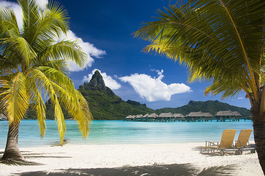 Lagoon and mount Pahia, Bora Bora island, Society Islands, French Polynesia (May 2009)