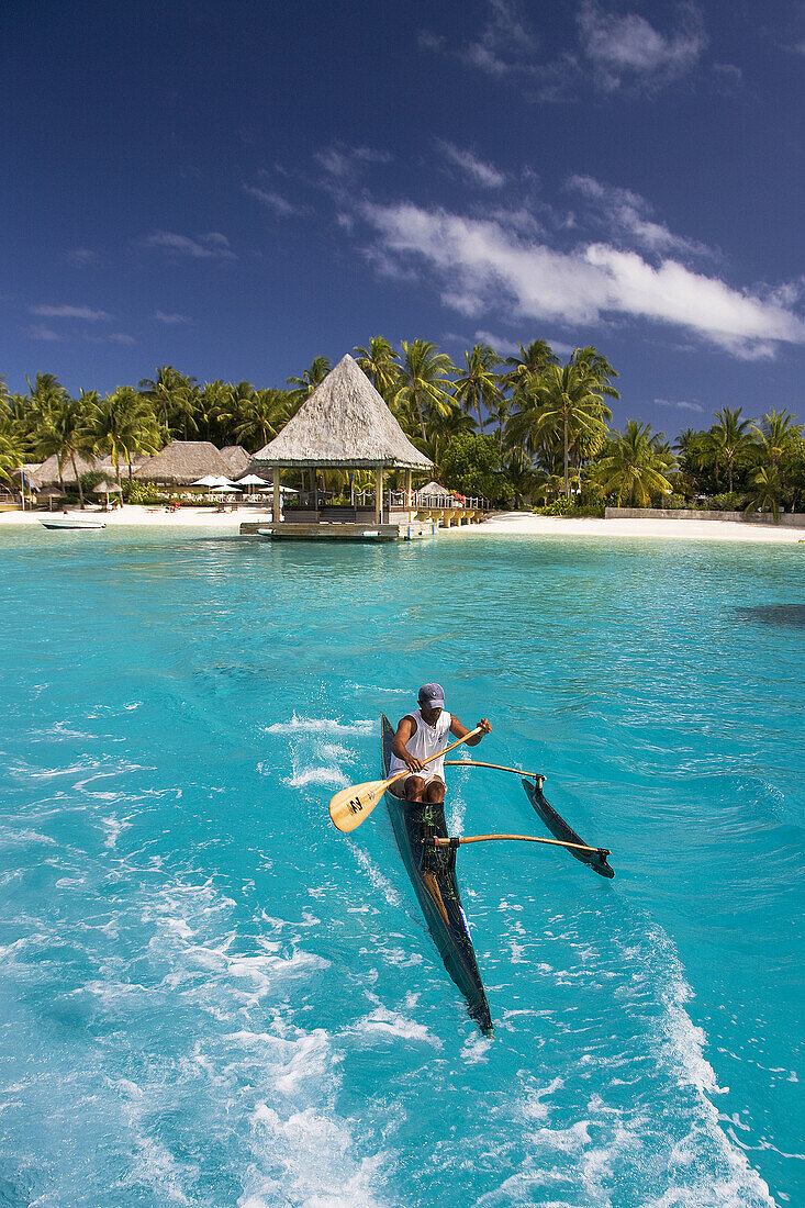Canoe, Matira, Bora Bora island, Society Islands, French Polynesia (May 2009)