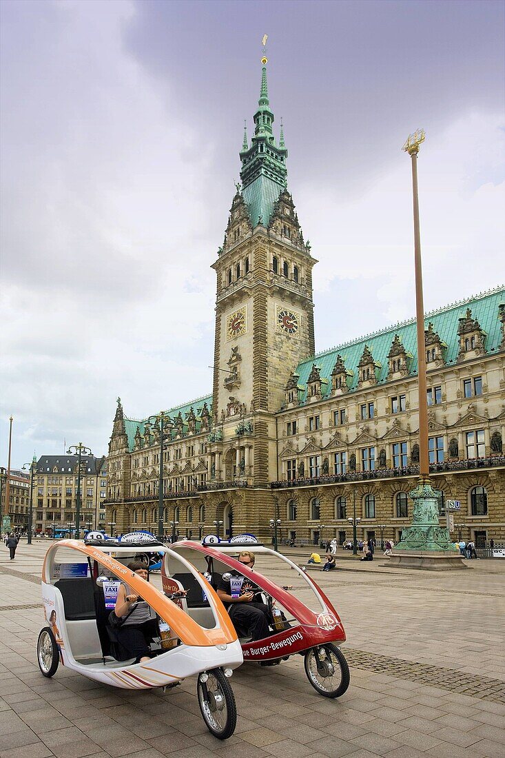 New taxis and City Hall, Hamburg, Germany