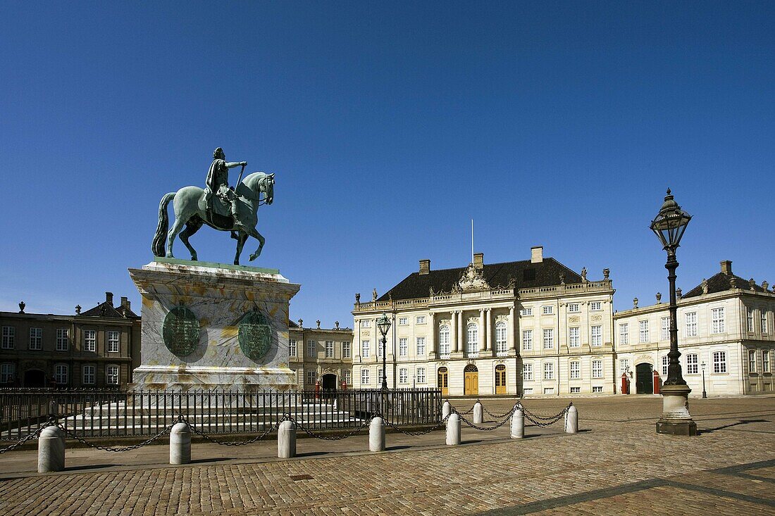 Equestrian statue of King Frederick V, Amalienborg Palace, Copenhagen, Denmark