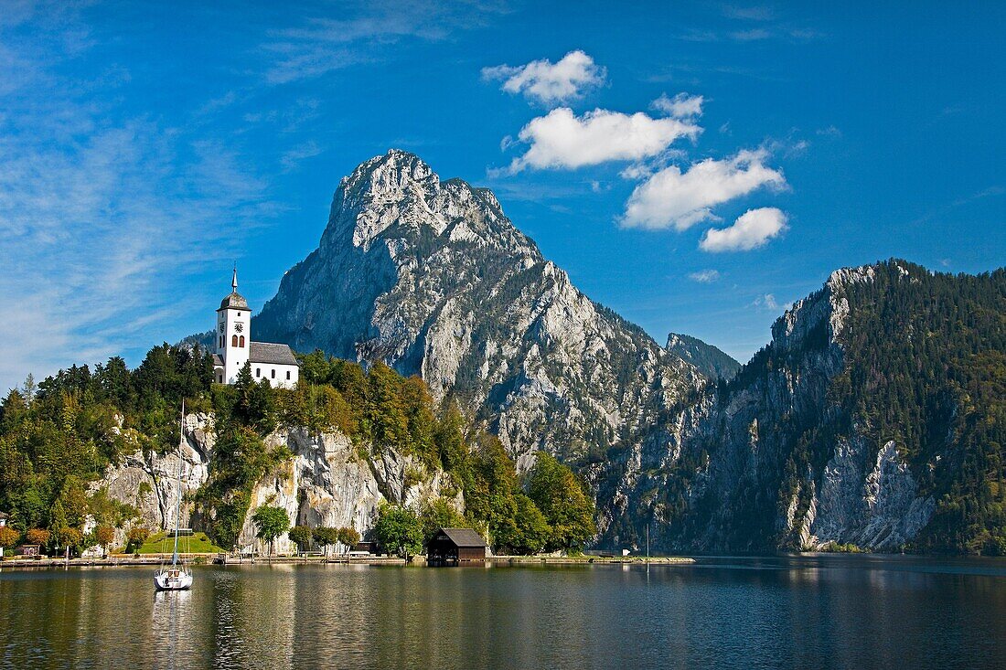 Traunkirchen and lake Traunsee, Austria