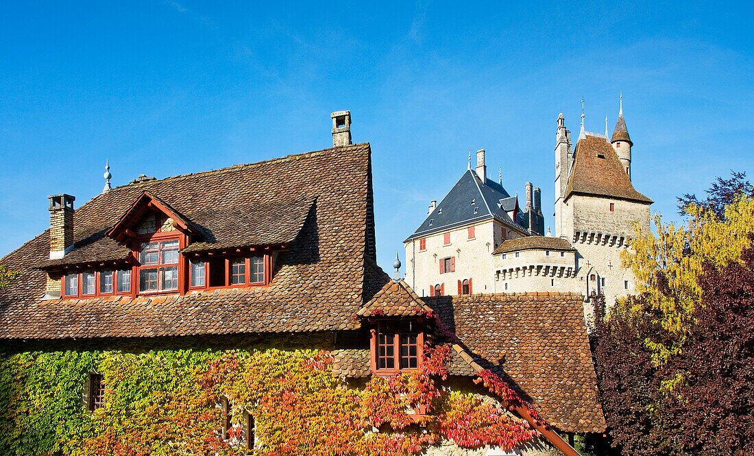 Castle, Menthon-Saint-Bernard south of Annecy. Haute-Savoie, Rhone-Alpes, France