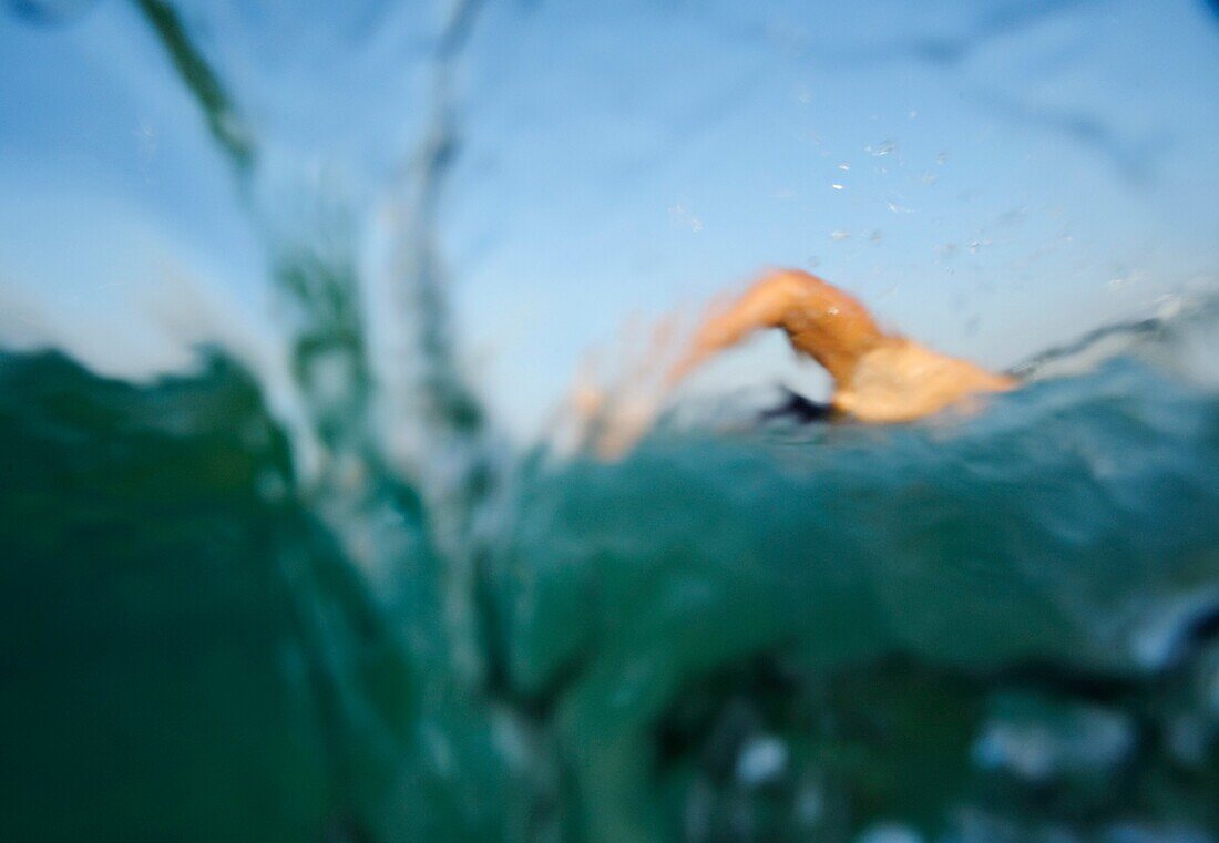 Adult, Exercise, Fit, Man, Ocean, Outdoors, Sea, Swim, Swimming, A75-1073220, agefotostock