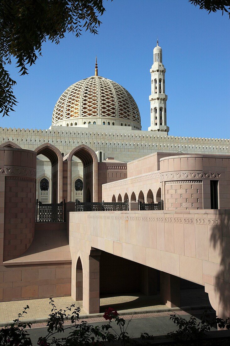 entrance to Grand Mosque Sultan Qaboos, Muscat, capital city area Al Khuwayr, Sultanate of Oman.