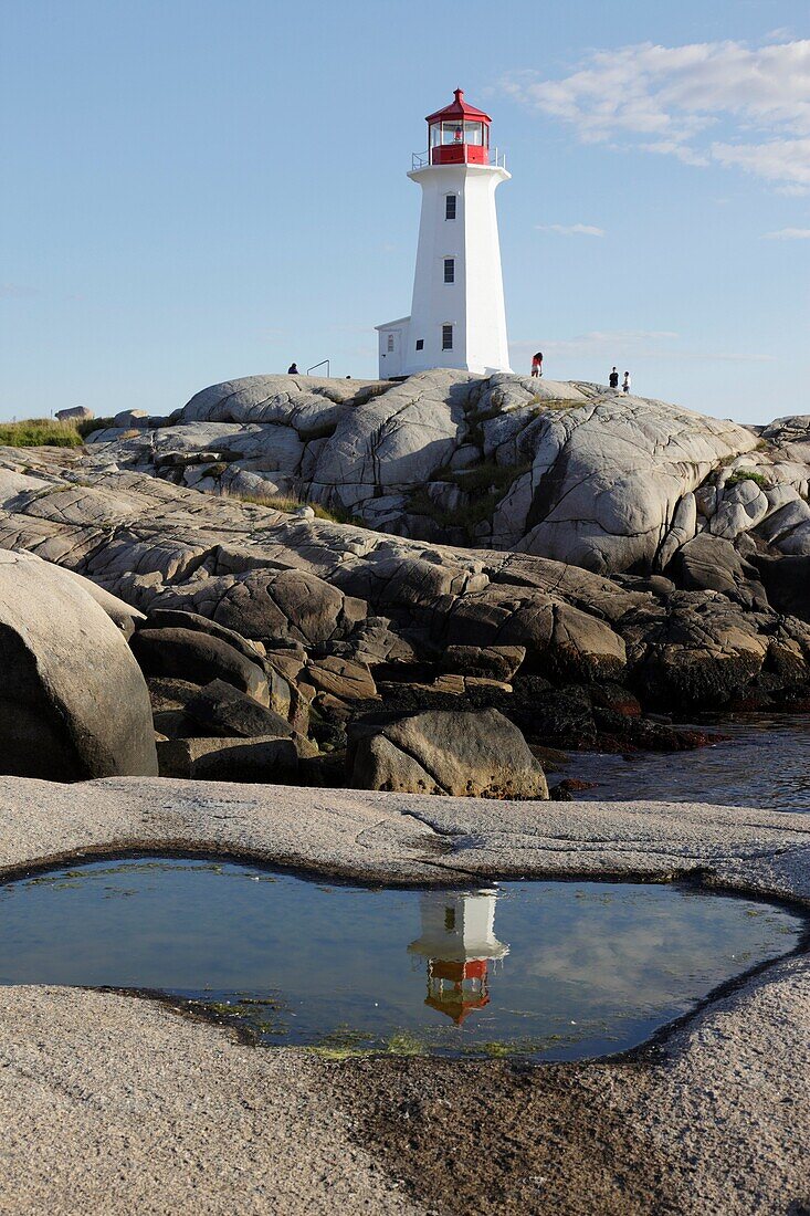 Peggy's Cove Ligthhouse at Peggys Cove Fishing village, St Margarets Bay, Lighthouse Route, Highway 333, Nova Scotia, Canada, North America.